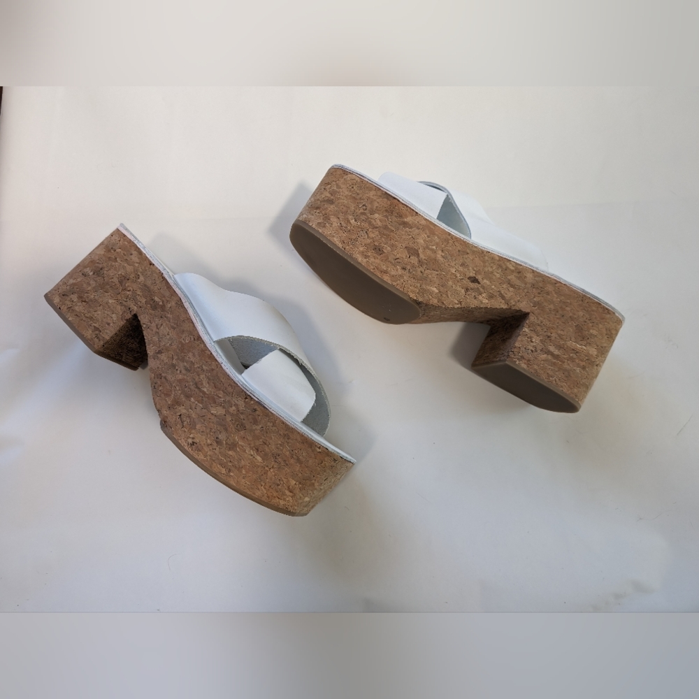 Jeffrey Campbell White and Tan Platform Sandals